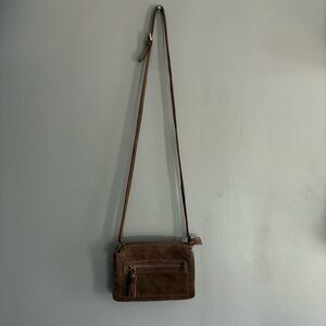 Sundance Brown Suede Italian Leather Crossbody Bag